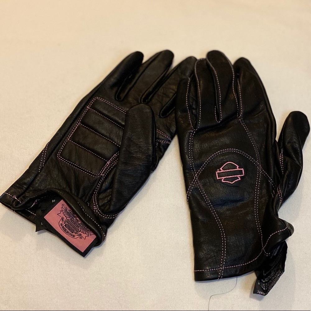 Harley Davidson Motorcycle Gloves pink stitch M